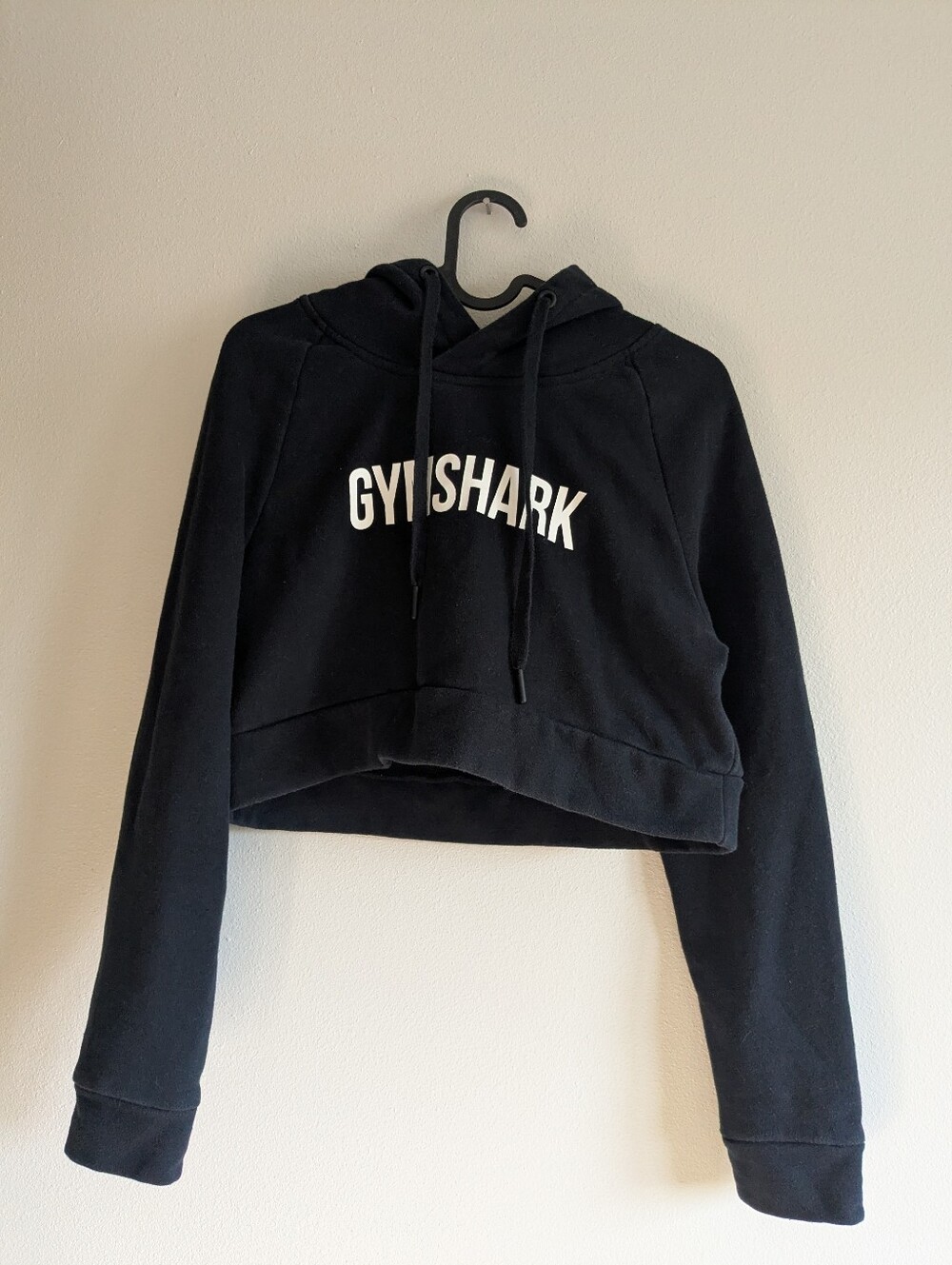 Gymshark Black Cropped Hoodie Size Small
